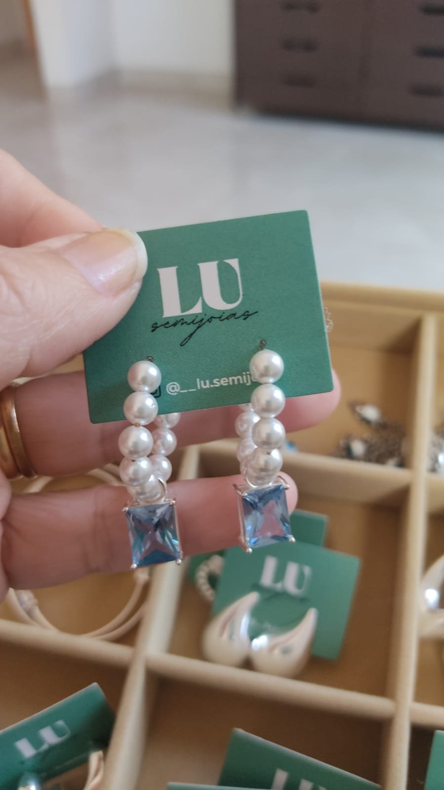 B.P argola perolas/agua marinha