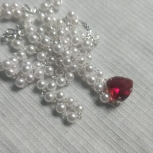 Escapulário P. perolas coracao rubi