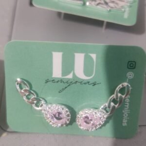 B.P ear cuff gota zir. rosa com elos
