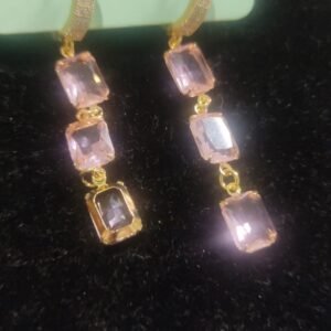 B.P argola ping. tres pedras rosa quadrado