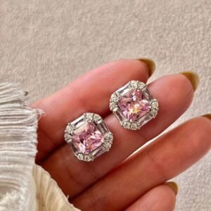 B.P quadrado zirc. cristal e rosa