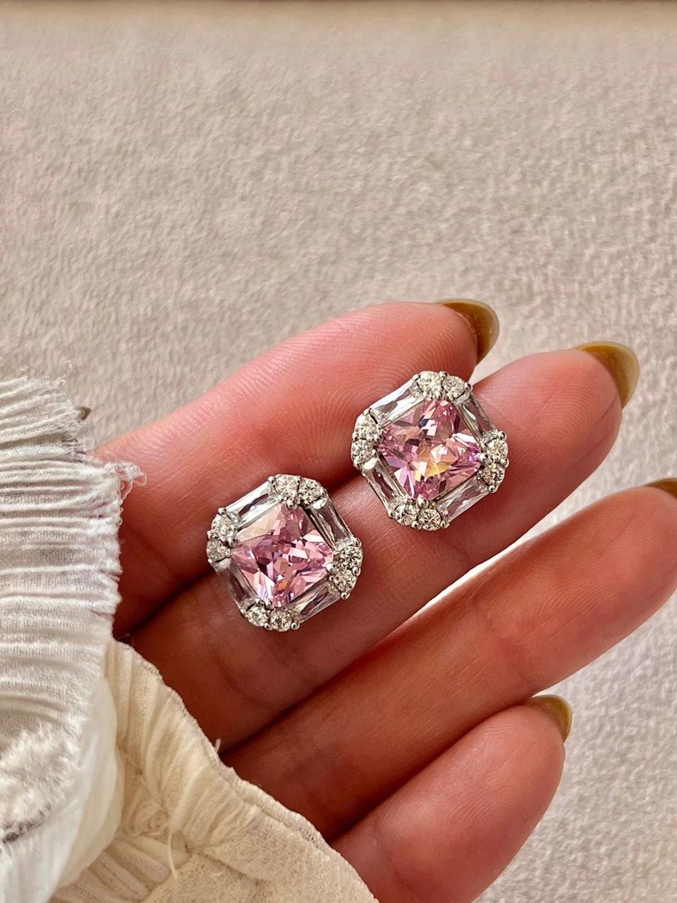 B.P quadrado zirc. cristal e rosa