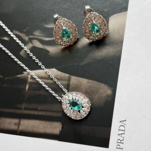 Conj.P duplo zirc. turmalina e topazio azul