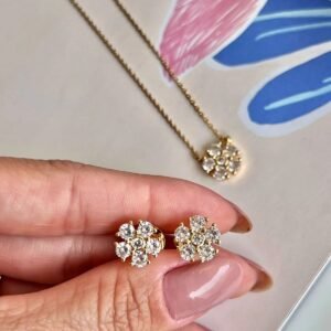 Conj. O  Mini Flor zirc. cristal