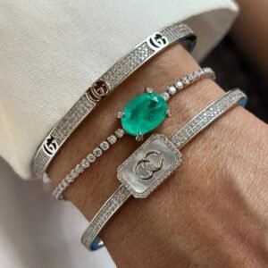 P.P Oval cristal com Fusion esmeralda colombiana