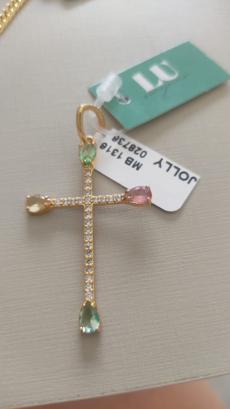 M.O BRUNA cruz zirc. crav. e cristais colors