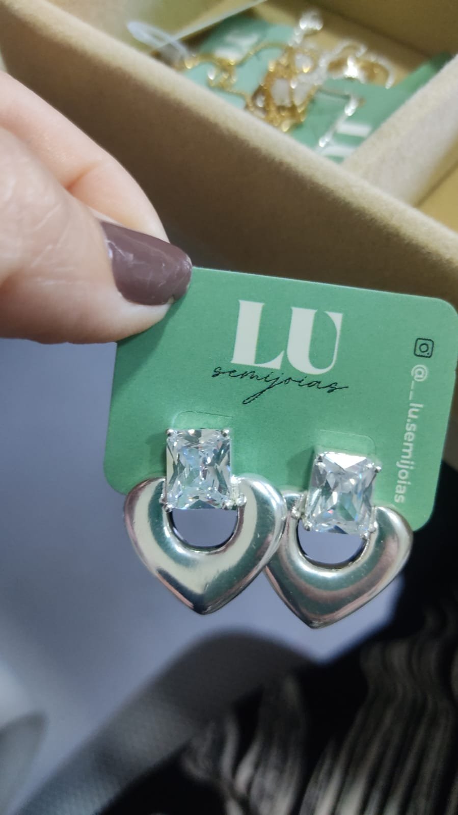 B.P coração cristal quadrado