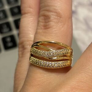 A.O entrelaço 2 fileiras zirc.crav. 2 fileiras lisas