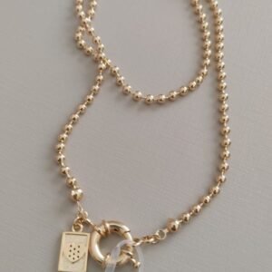 Gar. O bolinha fecho noia com ping. plaquinha coração zirc.