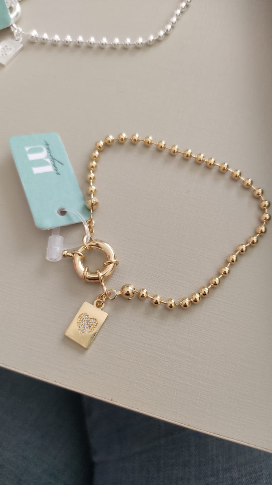 P.O bolinha fecho noia com ping. plaquinha coração zirc.