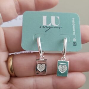 B.P argola com ping. plaquinha coração zirc.