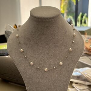 C.R perola coração e esferas ródio