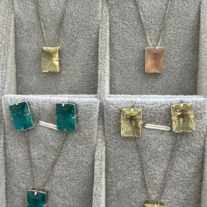 Conj.R fusion retangular turmalina, citrino e rose