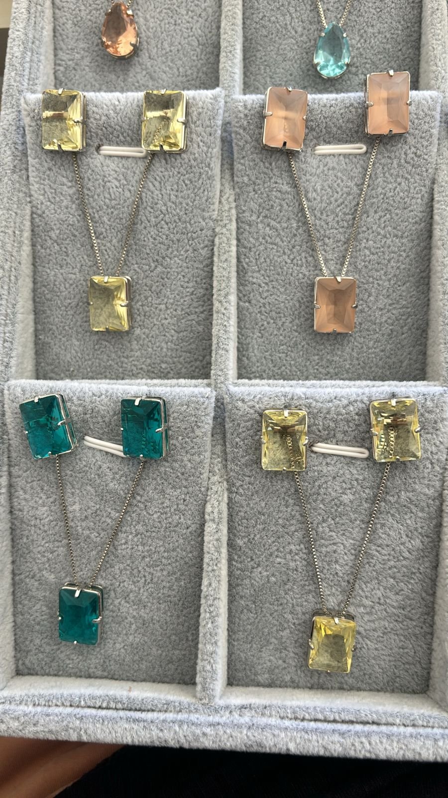 Conj.R fusion retangular turmalina, citrino e rose