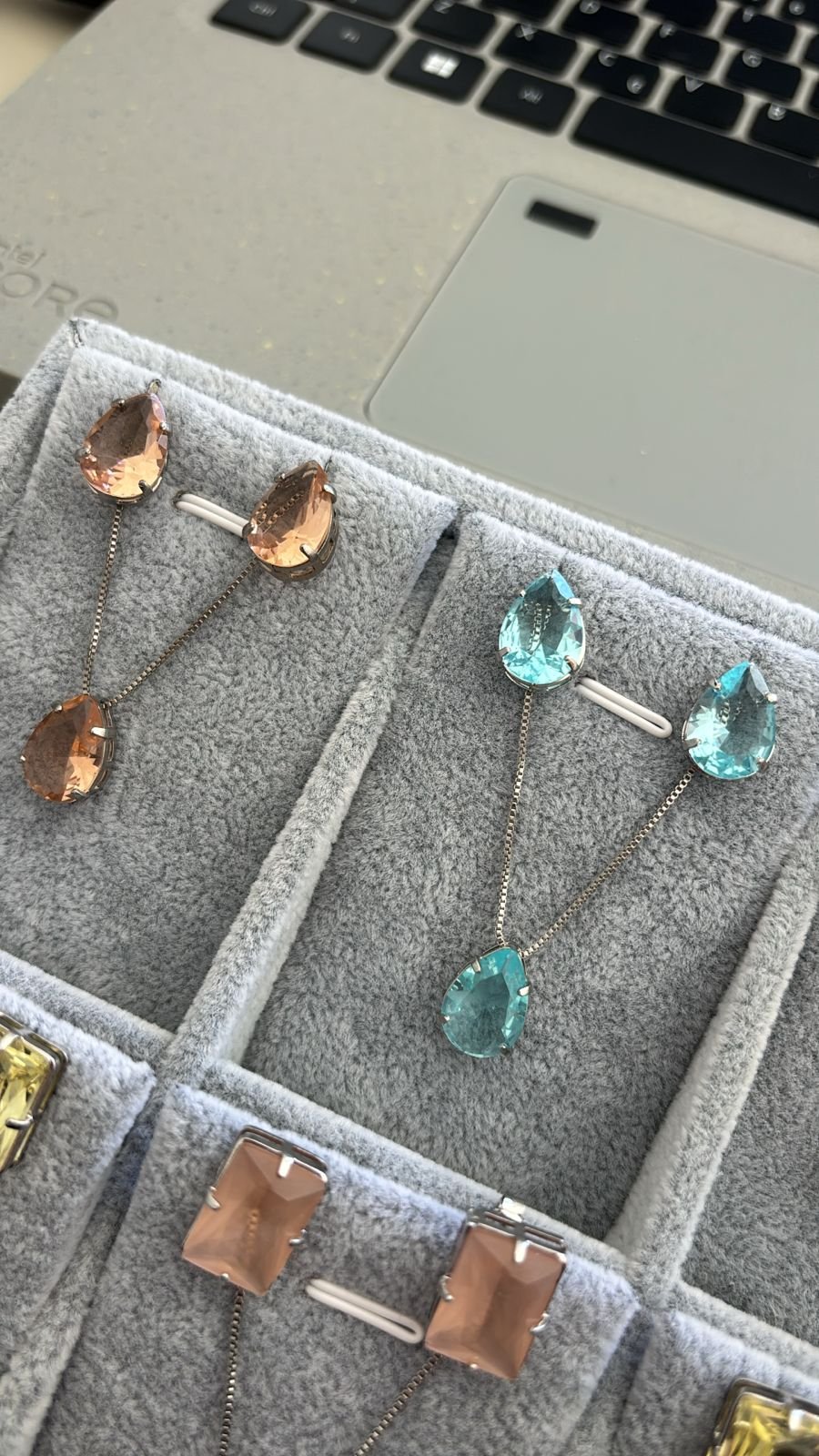 Conj.R fusion gota agua marinha ou rose