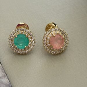 B.O redondo zirc. crav. com pedra em varias cores