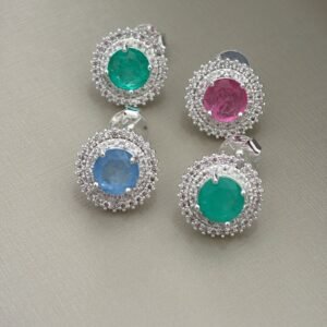 B.P redondo zirc. crav. com pedra em varias cores