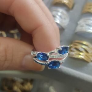 A.P 3 pedras azul com zirc. crav