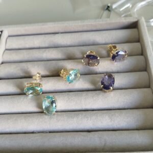 Conj. O oval agua marinha ou ametista