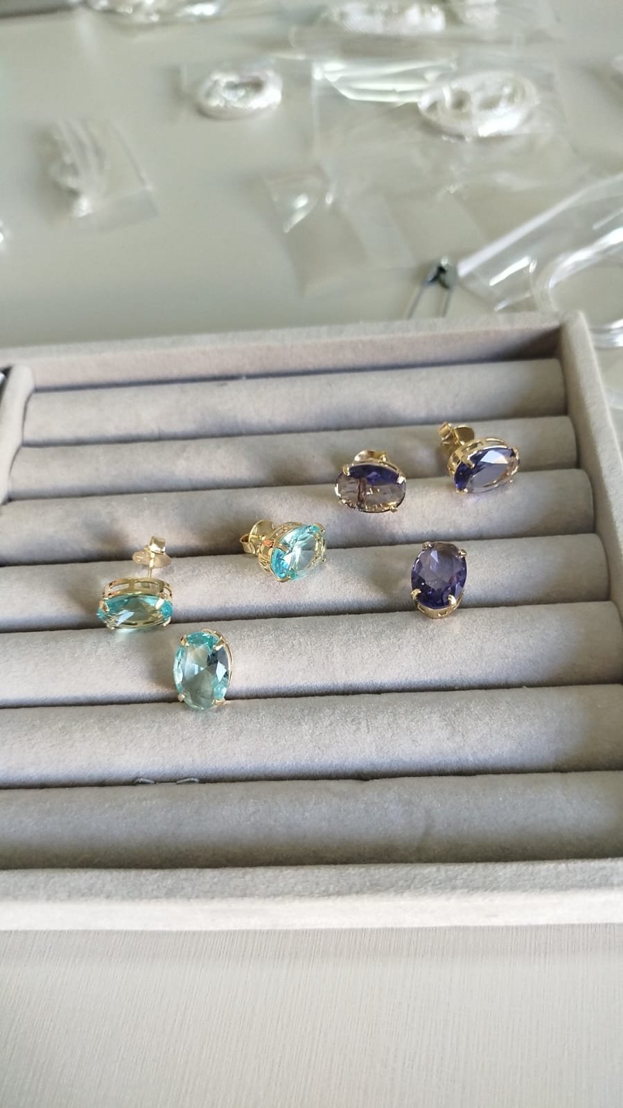 Conj. O oval agua marinha ou ametista