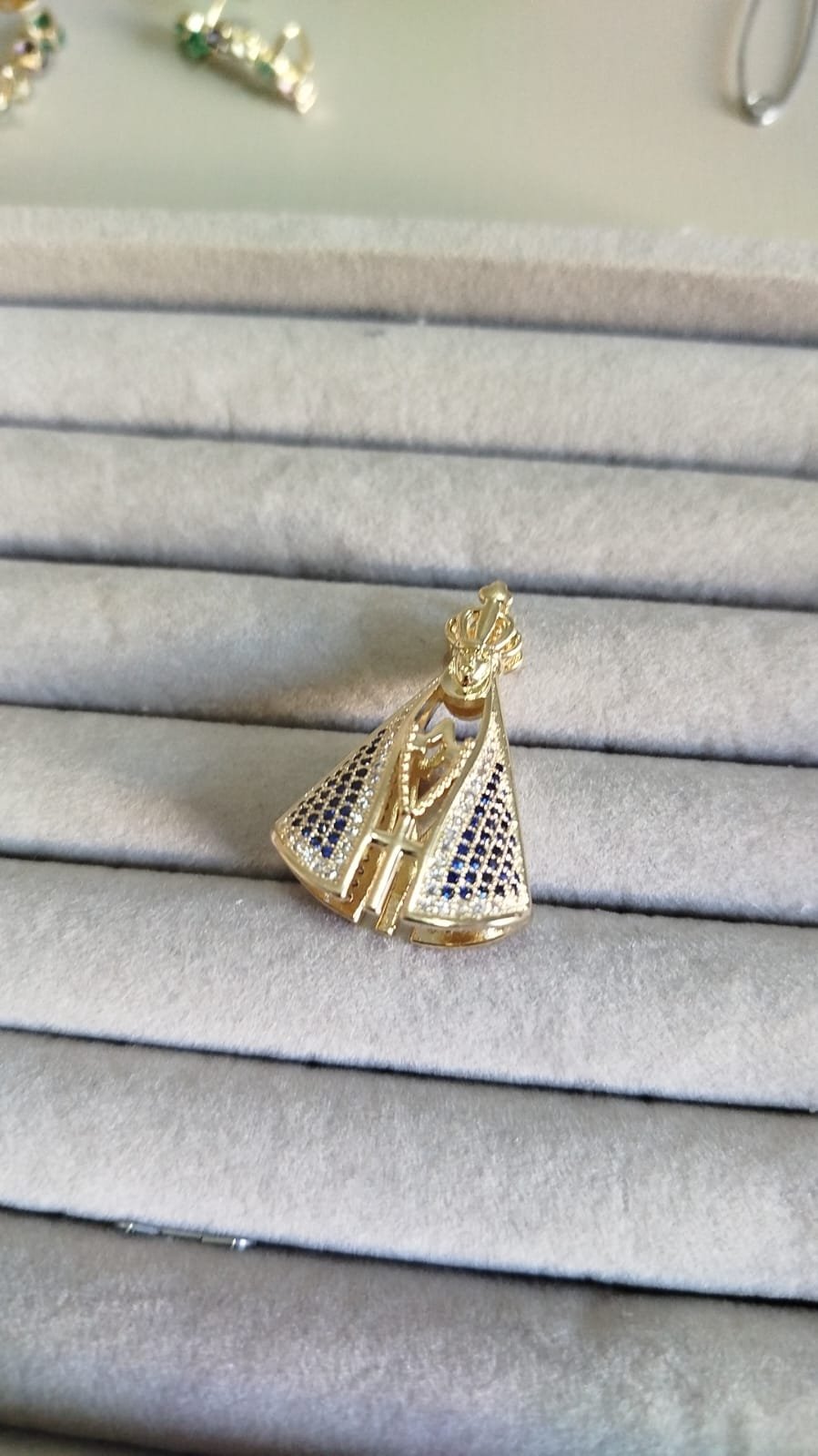 M.O N.Sra. manto azul e cristal / dois lados Grande