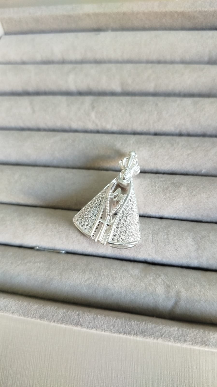 M.P N.Sra. manto azul e cristal / dois lados Grande