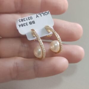 B.O argola zirc. crav. com perola BRUNA