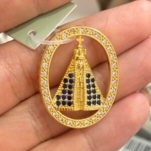 M.O N.Sra. manto azul em mandala vazada com zirc. crav.